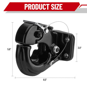 SPARKWHIZ pintle hook next to ruler for scale showing compact heavy-duty dimensions