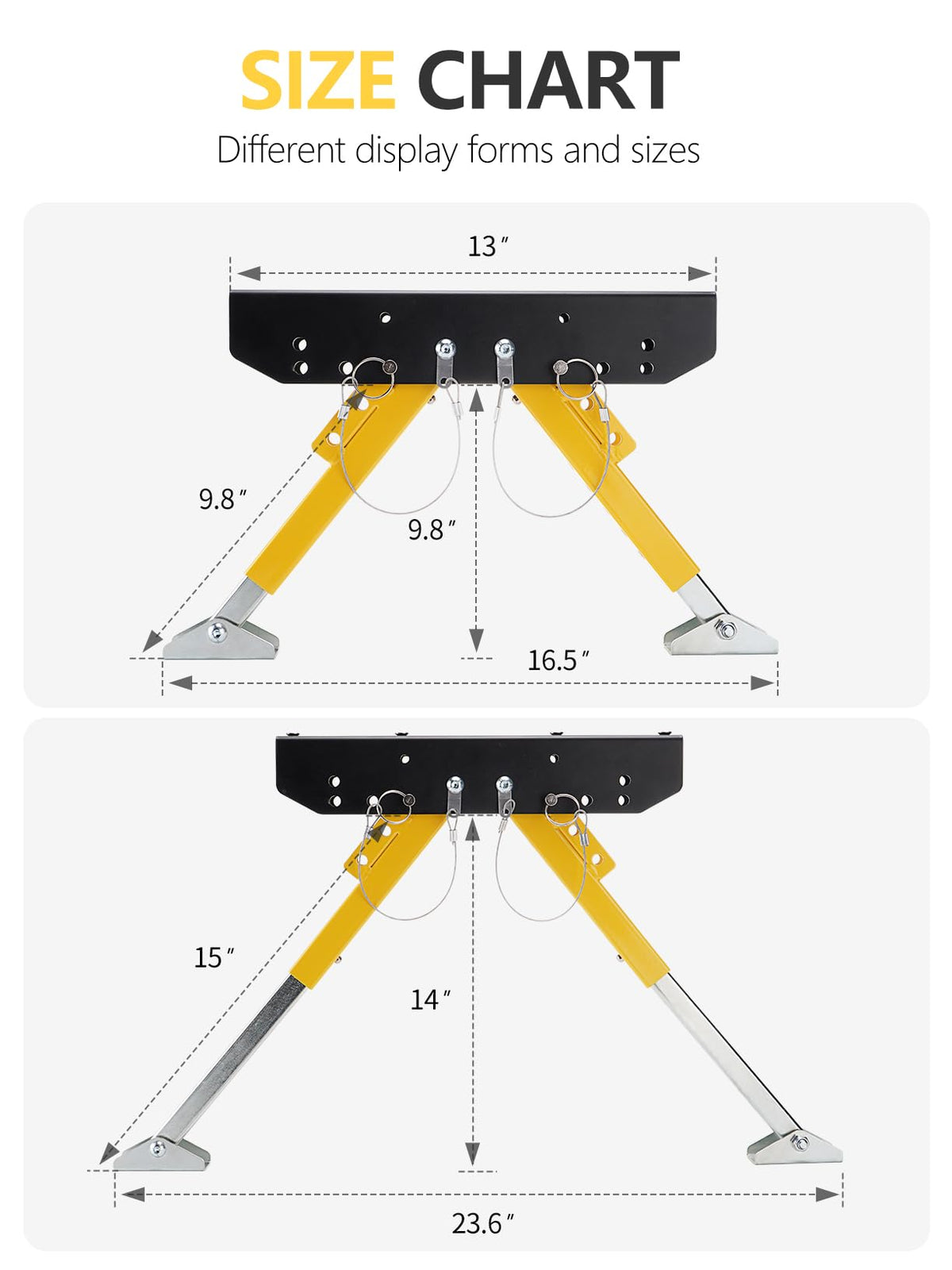 SPARKWHIZ scale shot with tape measure demonstrating adjustable height