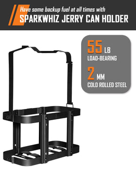 SPARKWHIZ side profile with jerry can demonstrating stable containment