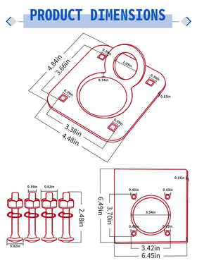 SPARKWHIZ D-ring anchor beside ruler showing scale and easy-fit dimensions