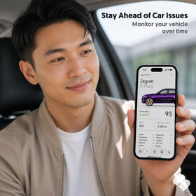 SPARQ in a garage setting paired with iPhone for confident DIY vehicle checks