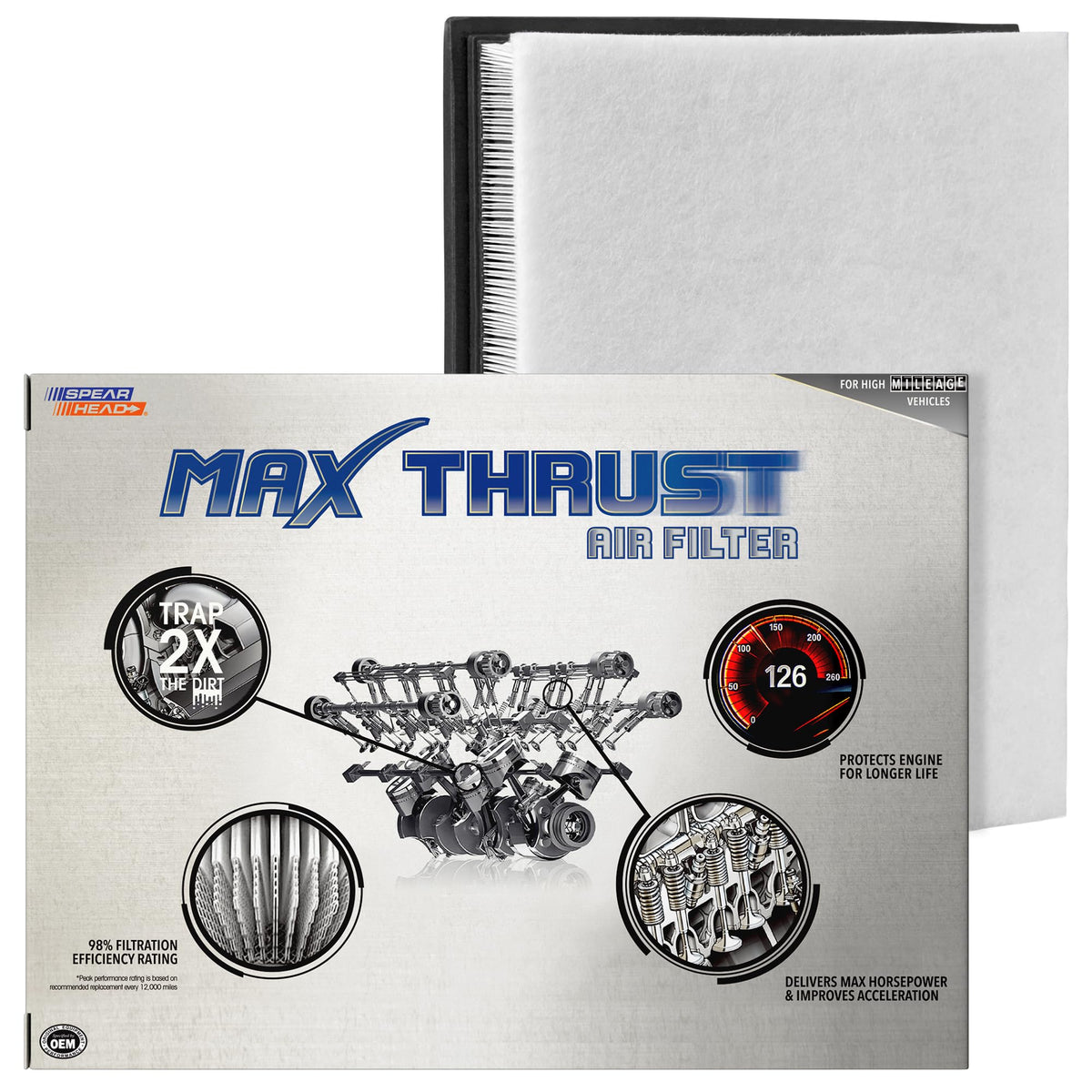 SPEARHEAD MT-835 front view showing OEM fit and clean intake seal