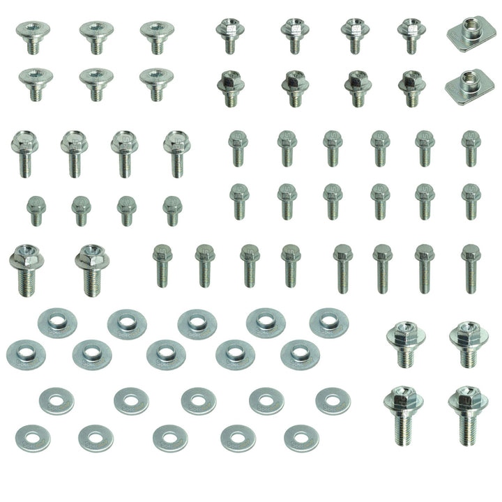 Specbolt kit open layout showing organized bolts and washers for quick identification and use