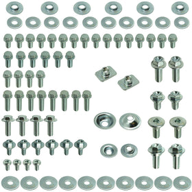 Specbolt branded kit layout showing all 87 fasteners and components for neat installs