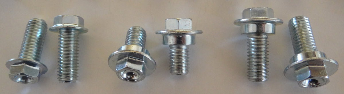 Specbolt seat bolts and shouldered fasteners laid out to show correct lengths and fit for seats