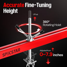 SPECSTAR heavy-duty iron chains and hooks securing motor for safety benefit