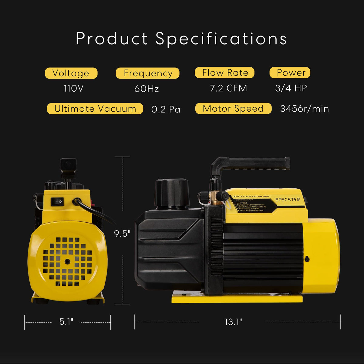 SPECSTAR vacuum pump connected to an AC unit demonstrating system evacuation