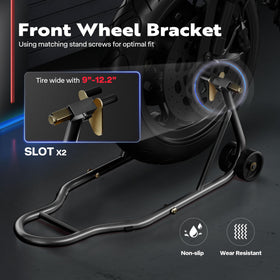 SPECSTAR rolling casters detail enabling easy bike maneuvering