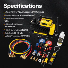 SPECSTAR pump next to a ruler showing compact size and lightweight portability benefit