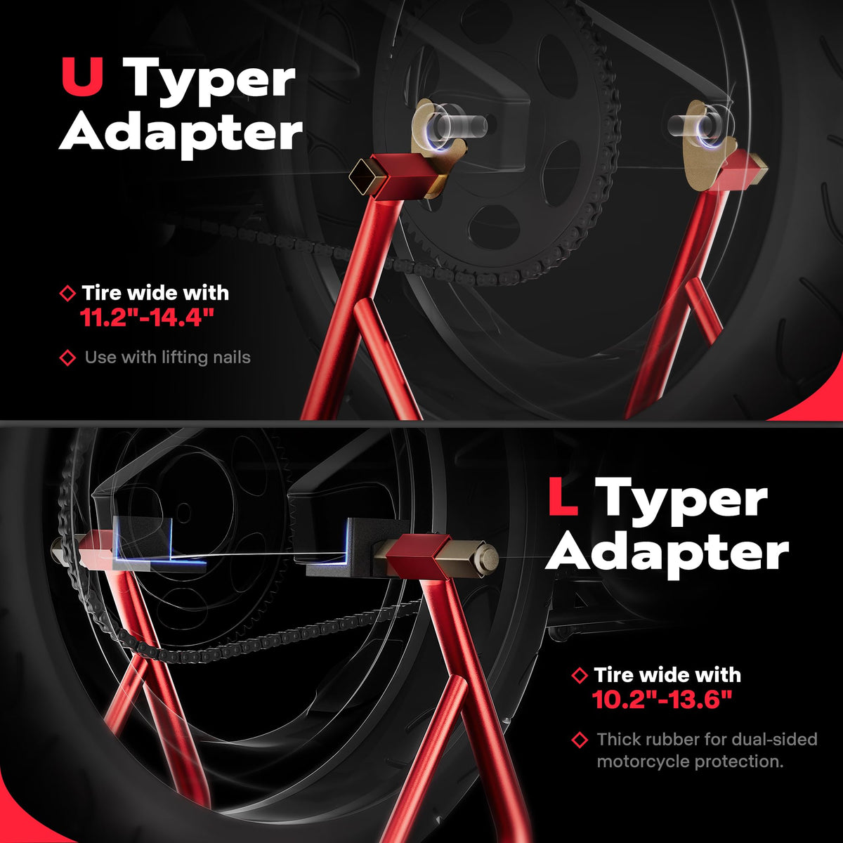 SPECSTAR adjustable U-shaped fork head demonstrating compatibility and secure hold