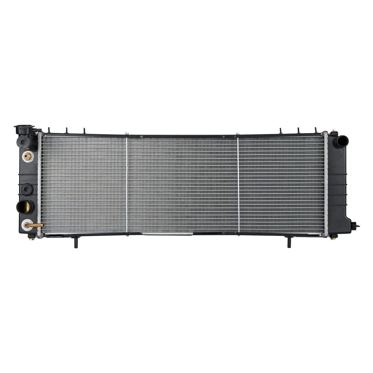 Spectra Premium radiator front view showing core and mounts, ensuring OEM fit