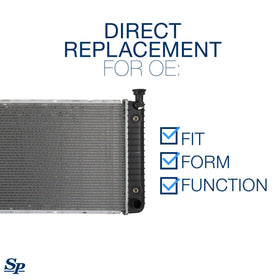 Spectra Premium core closeup revealing fin density for improved heat transfer advantage