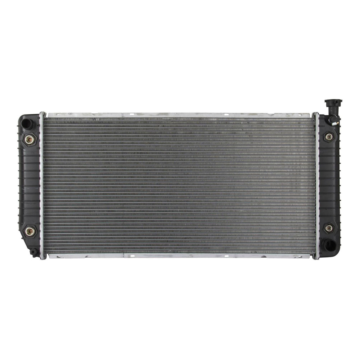Spectra Premium radiator front view showing mounting points and fit for easy replacement