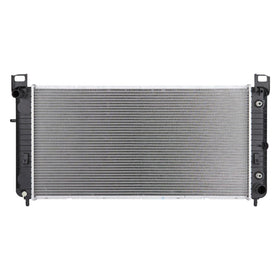Spectra Premium radiator front view showing full assembly and mounting points for easy fit