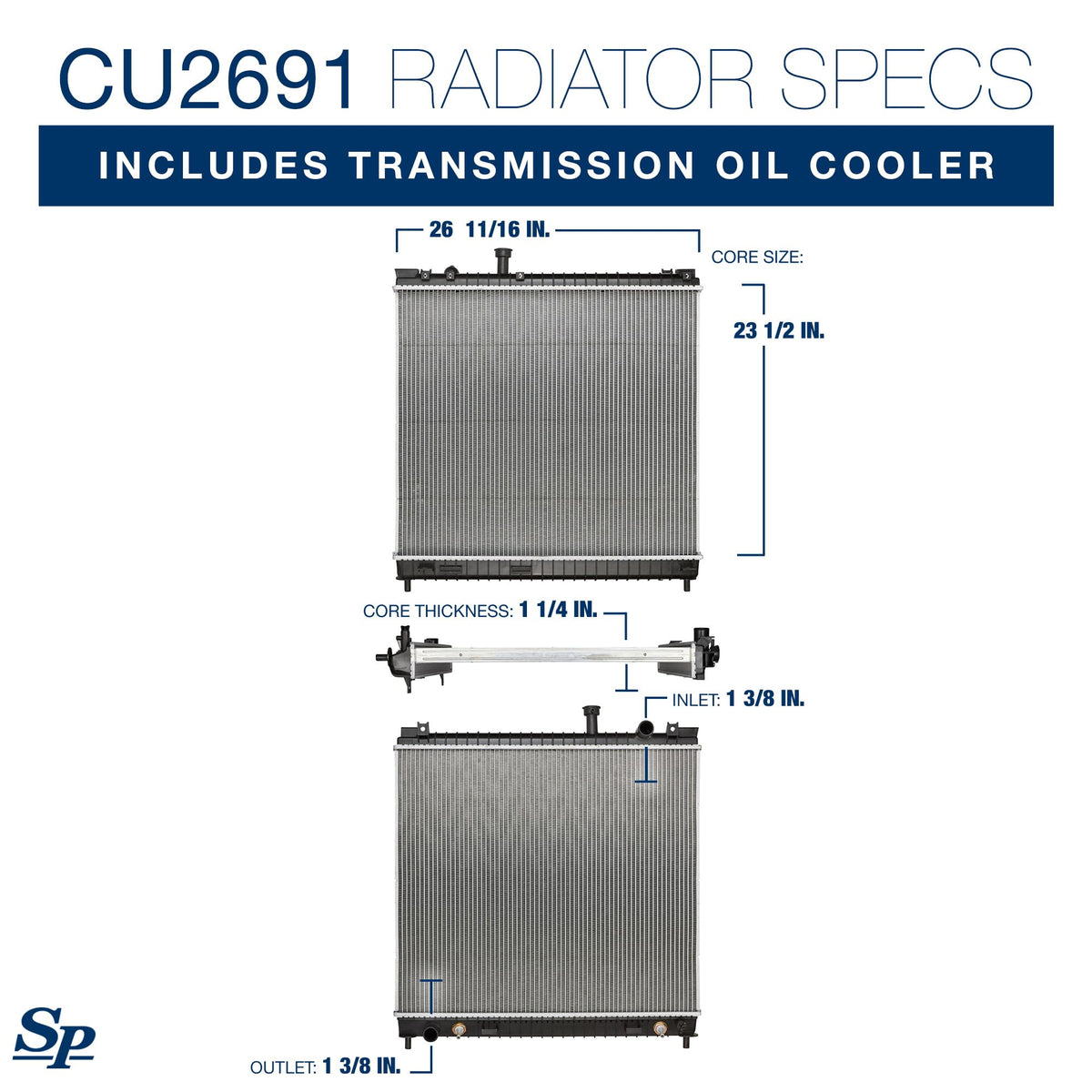Spectra Premium CU2691 core close-up highlighting multi-louvered fins for better cooling