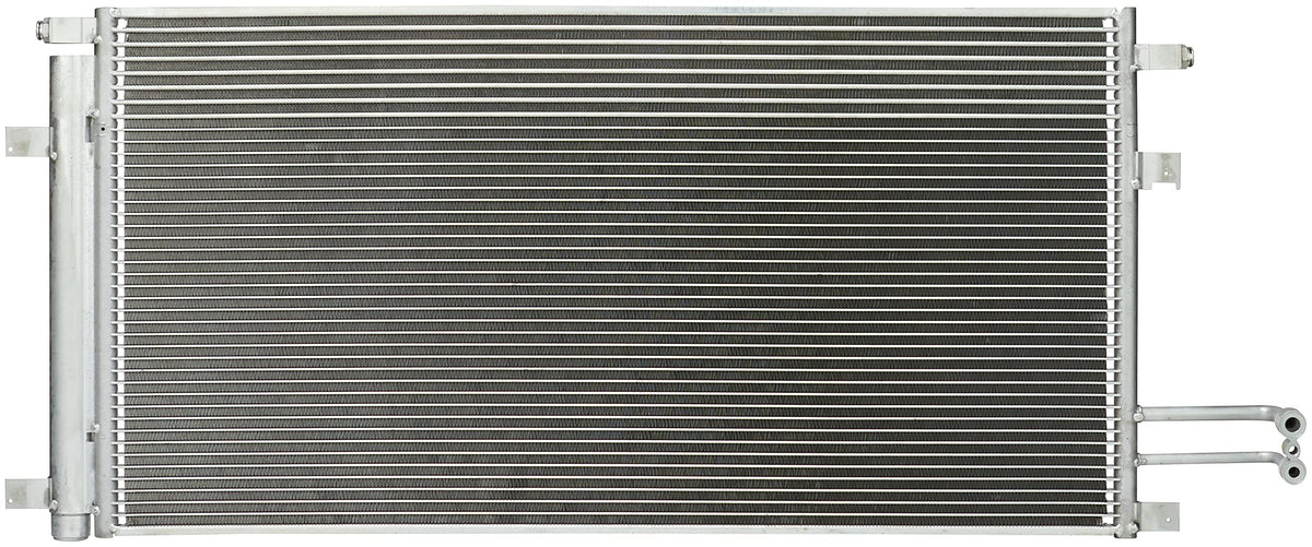 Spectra Premium condenser front view showing full core and fitment benefit