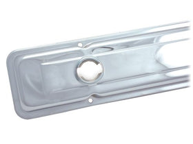Spectre triple chrome closeup on valve cover highlighting durable polished finish