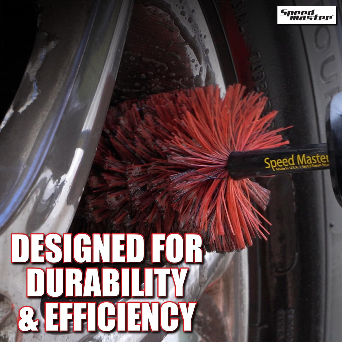 Speed Master closeup memory bristles showing feathered tips that protect wheel finishes