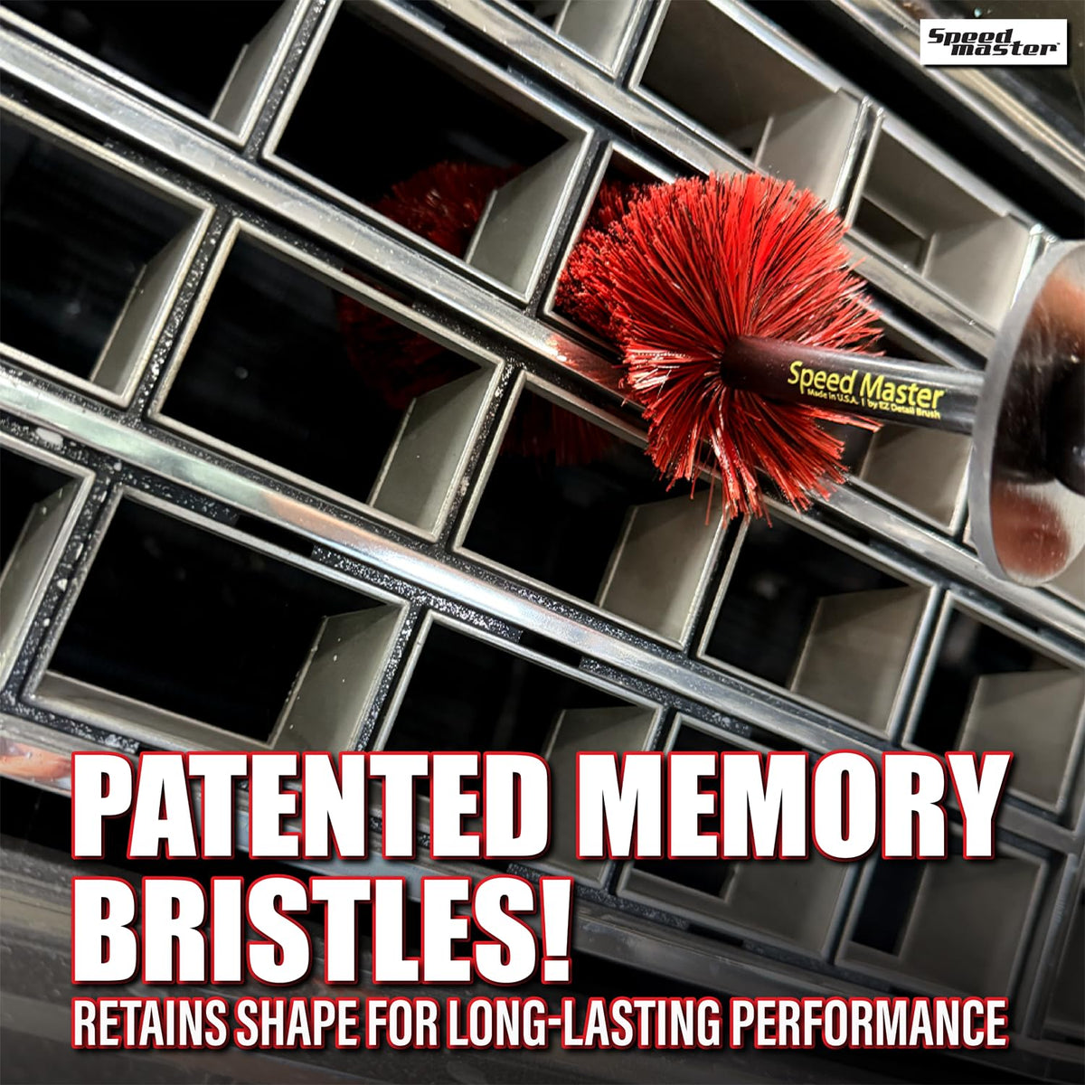 Speed Master in use on spokes cleaning brake dust from narrow wheel gaps