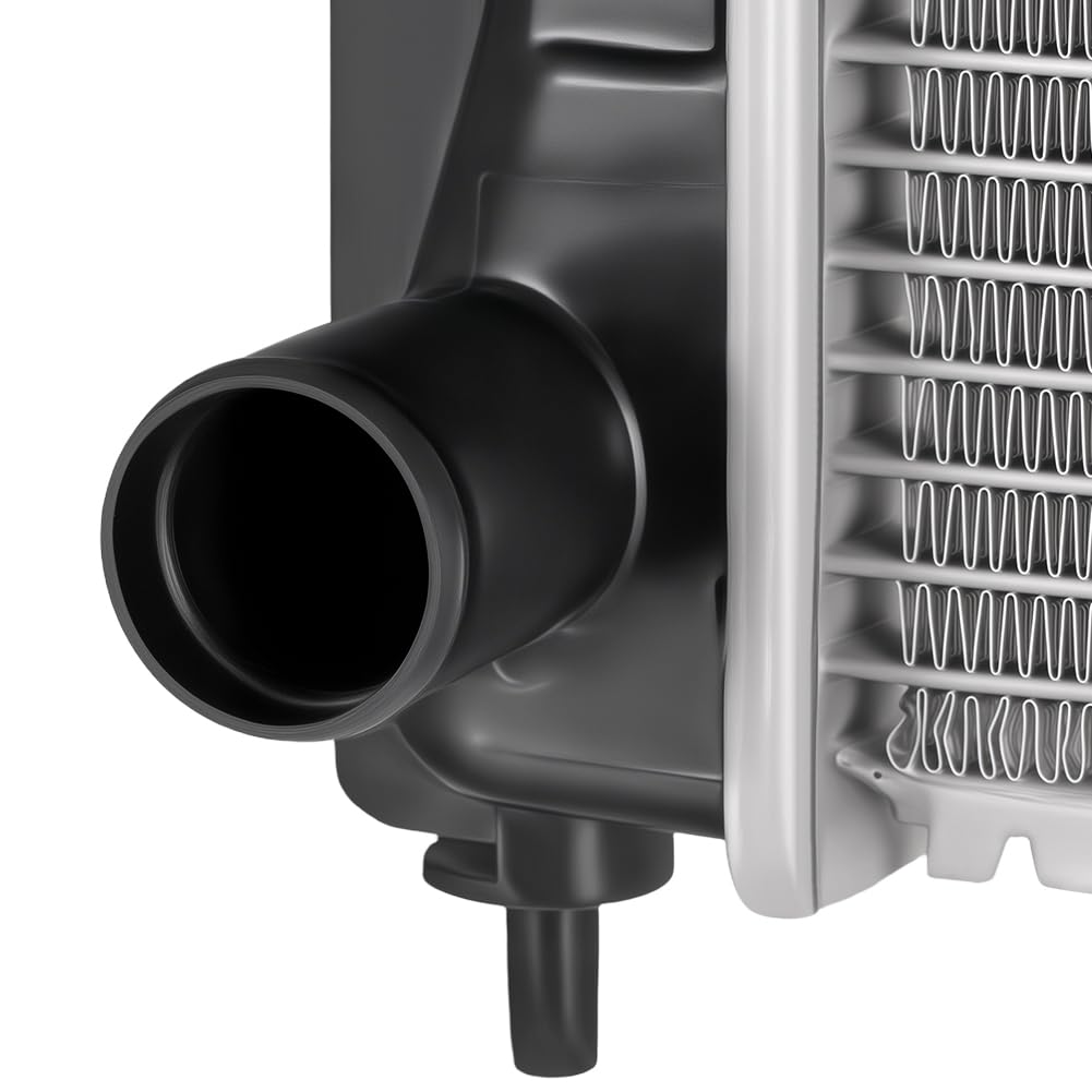 SPELAB radiator installed in engine bay demonstrating direct-fit replacement benefit