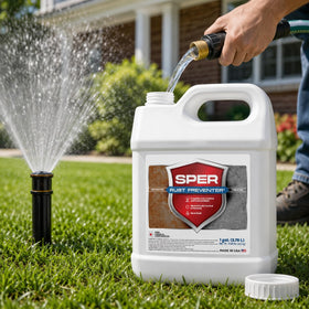 SPER Chemical reduces rust stains on sprinkler head before and after treatment visual
