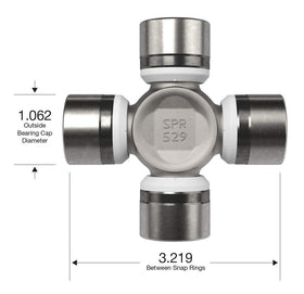 Spicer close-up of bearing cap showing 1.062-inch diameter for accurate fit