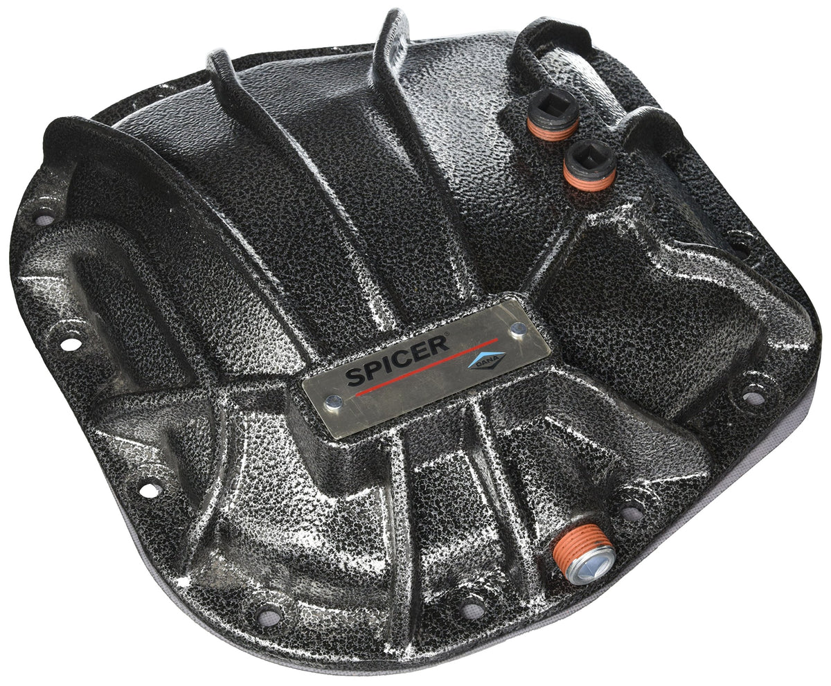 Spicer front view of nodular iron cover showing bolt pattern and protection benefit