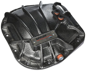 Spicer front view of nodular iron cover showing bolt pattern and protection benefit