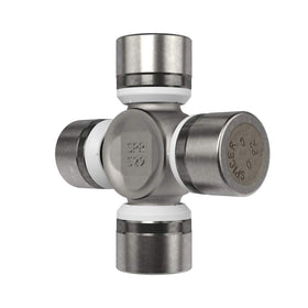 Spicer assembled U-joint top view displaying cross and bearing cups for durability