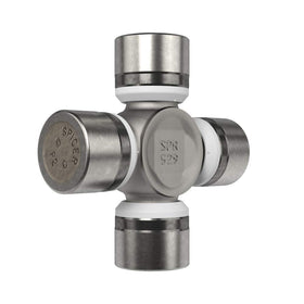 Spicer U-joint next to ruler showing 3.219-inch bearing-cap-to-cap spacing benefit