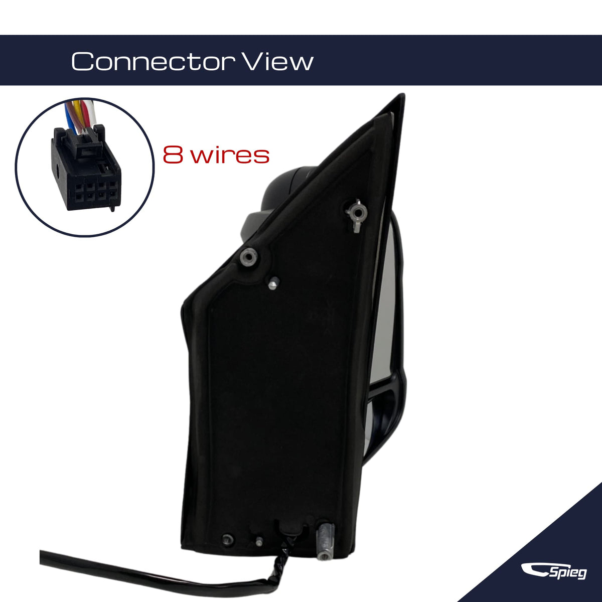 Spieg mounting bracket and 8-pin connector showing easy-install benefit