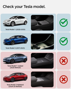 Spigen armrest cover installed in Tesla showing seamless integration and benefit