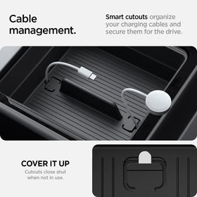 Spigen armrest organizer cable cutouts routing chargers neatly without pinching