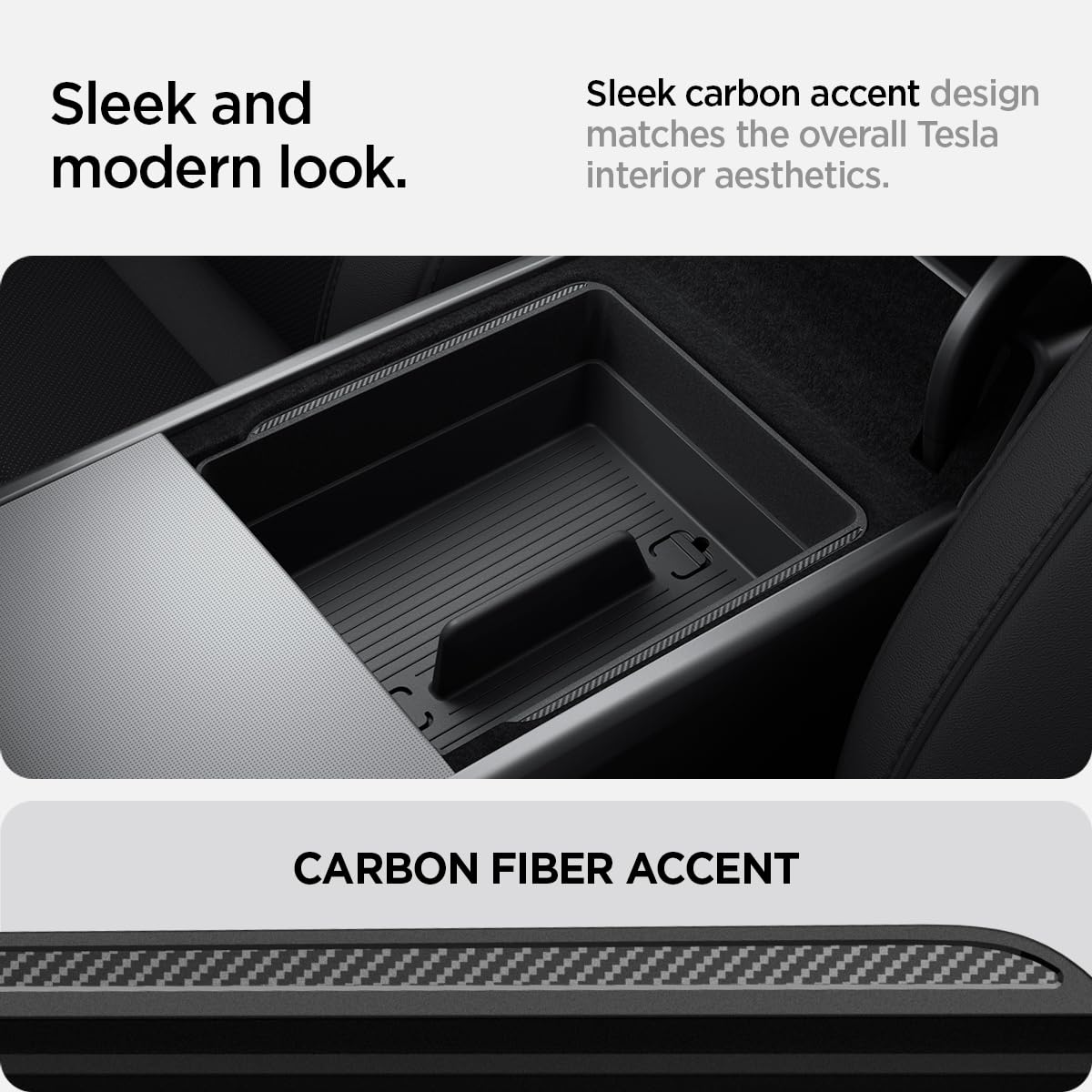 Spigen armrest organizer next to smartphone for scale showing organized capacity