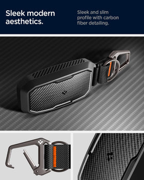 Spigen back profile showing button cutouts and protective edges
