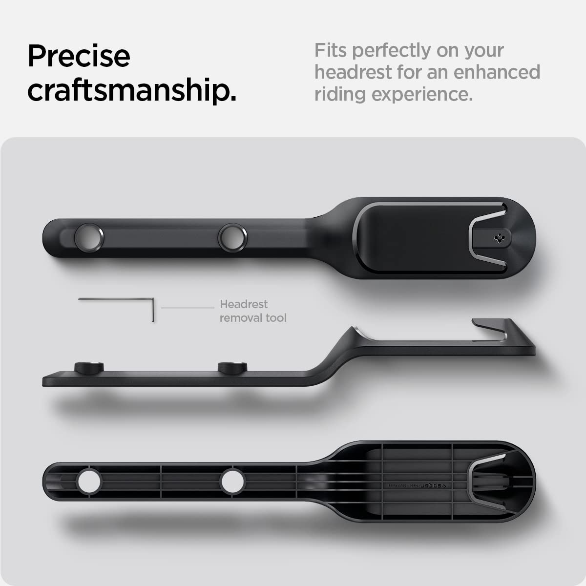 Spigen product packaging with included removal tool highlighting quick installation benefit