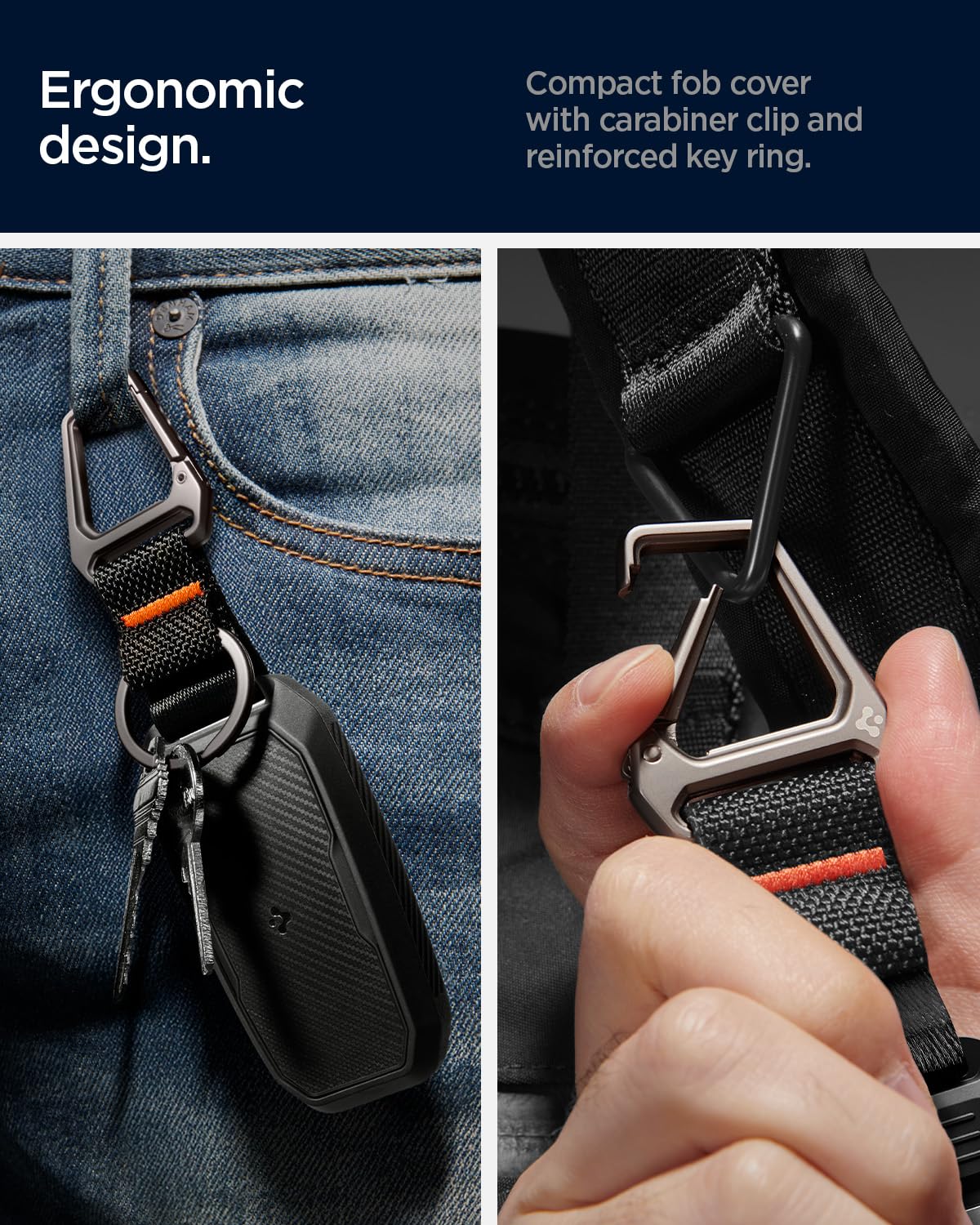Spigen zinc-alloy carabiner and O-ring for secure attachment