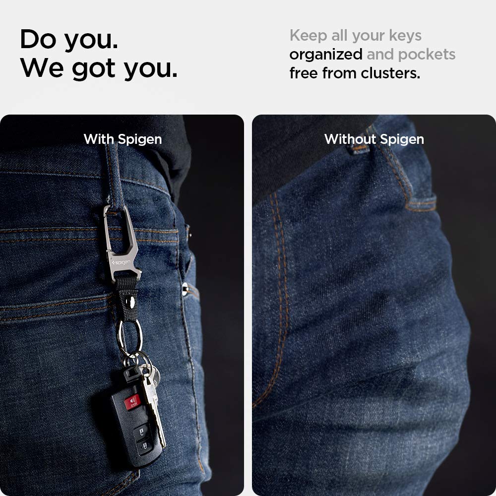 Spigen carabiner opening a bottle cap showing reliable opener leverage
