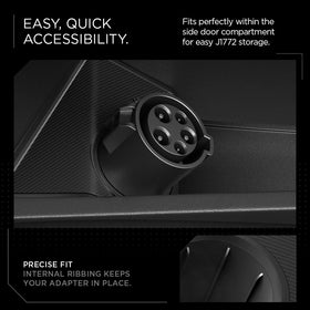 Spigen dock installed in Cybertruck door pocket enabling organized storage benefit
