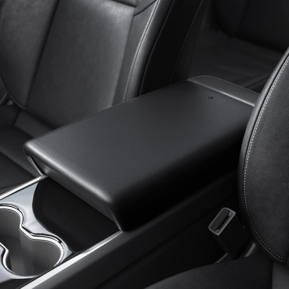 Spigen front view of armrest cover showing clean black finish and protection