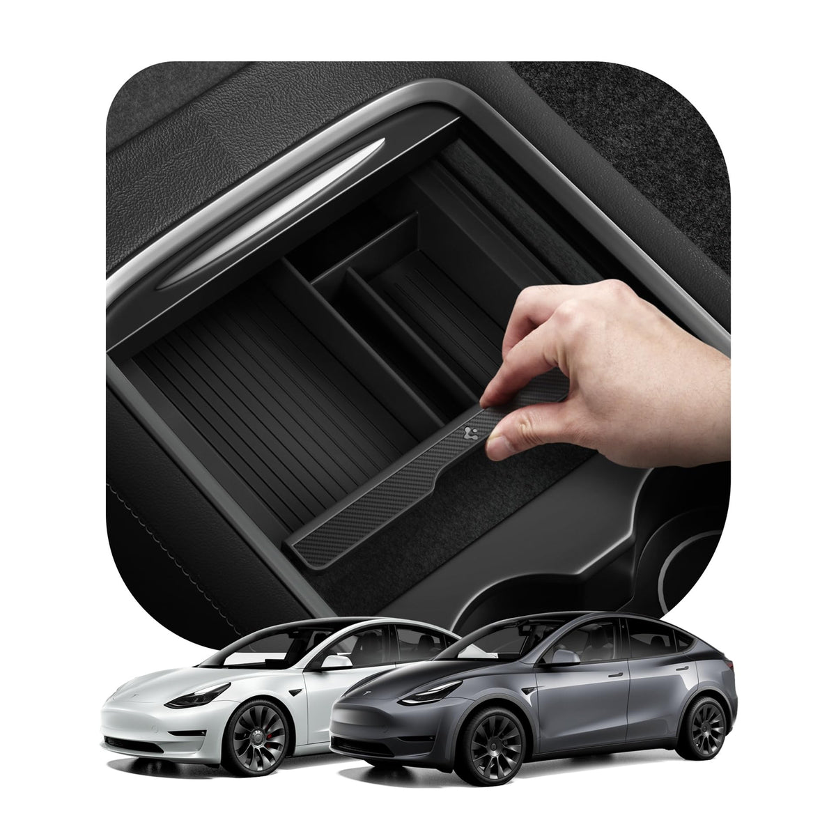 Spigen center console overview showing neat fit and organized space