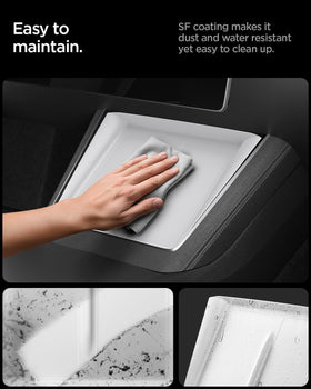 Spigen being wiped clean demonstrating easy cleaning benefit
