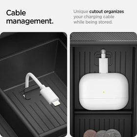 Spigen organizer holding phones and cables providing quick-access convenience