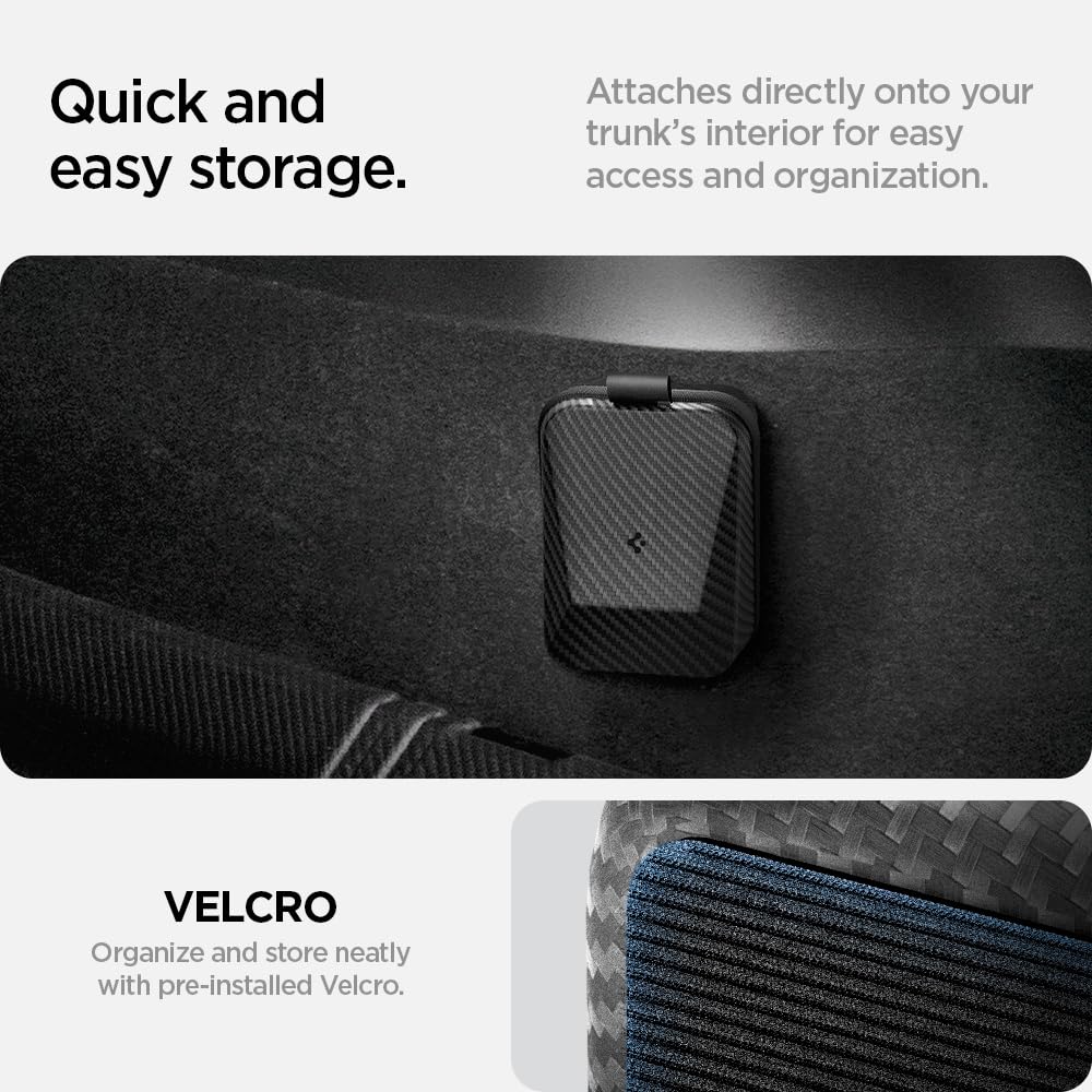 Spigen Cybercase holding Tesla J1772 adapter demonstrating precise secure fit
