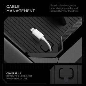 Spigen tray installed in Cybertruck console creating organized space