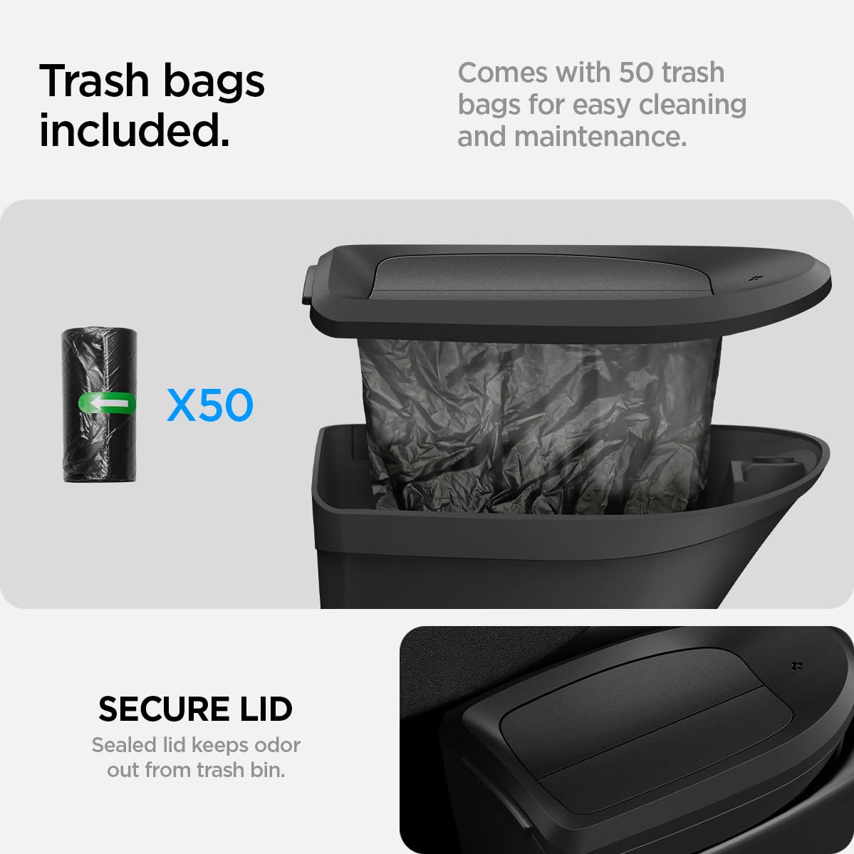 Spigen inner liner with included trash bag installed showing quick-change benefit
