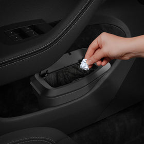 Spigen front view of driver-side door pocket trash can showing fit and finish