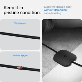 Spigen installed under garage door providing dustproof cable pass