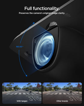 Spigen impact demo with rock chip illustrating protective shell reducing damage risk