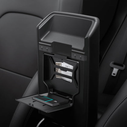 Spigen front view showing armrest storage integrated for neat organization
